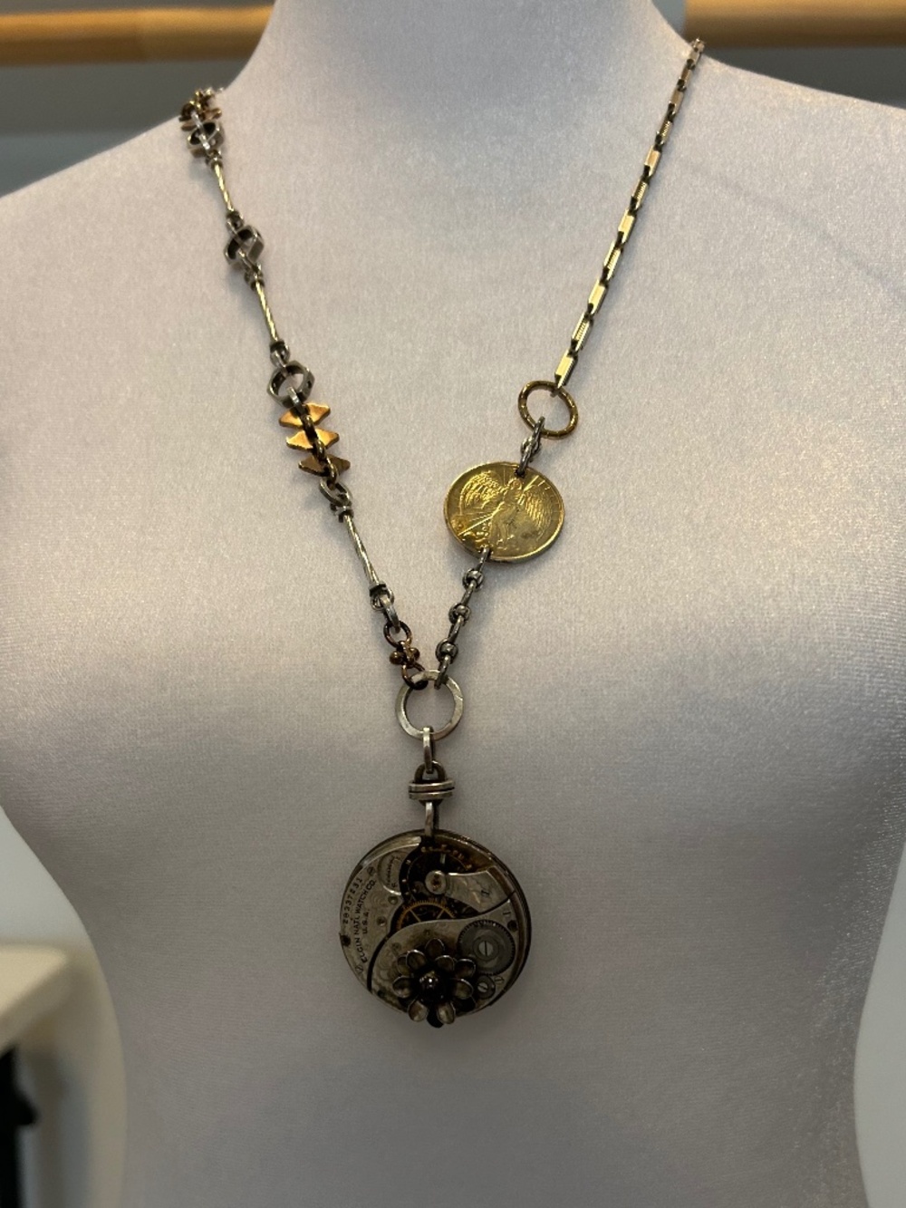 Steampunk Vintage Statement Necklace by Rewind Jewelry.